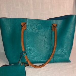 Sofia Vitali 2-in1 Leather Tote Bag Set New #P06Teal